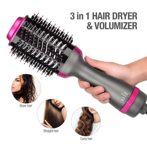 One Step 3-in-1 Hair Dryer & Volumizer – Hot Air Brush for Drying, Straightening & Curling