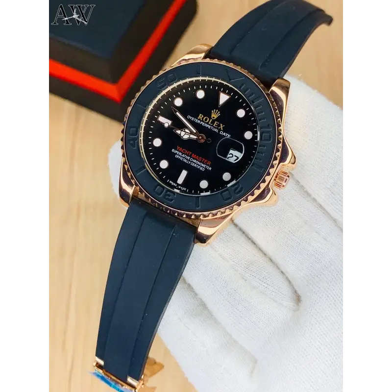 Rolex Stylish Men's Watch – Premium Adjustable Rubber Strap, Elegant Design, Durable & Comfortable (Without Box)