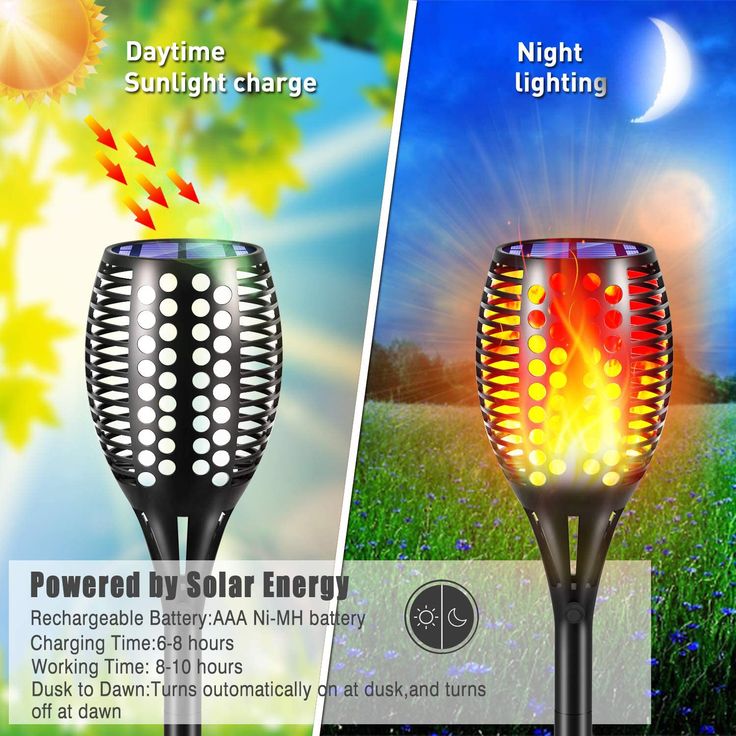 Solar Torch Lights With Flickering Flames