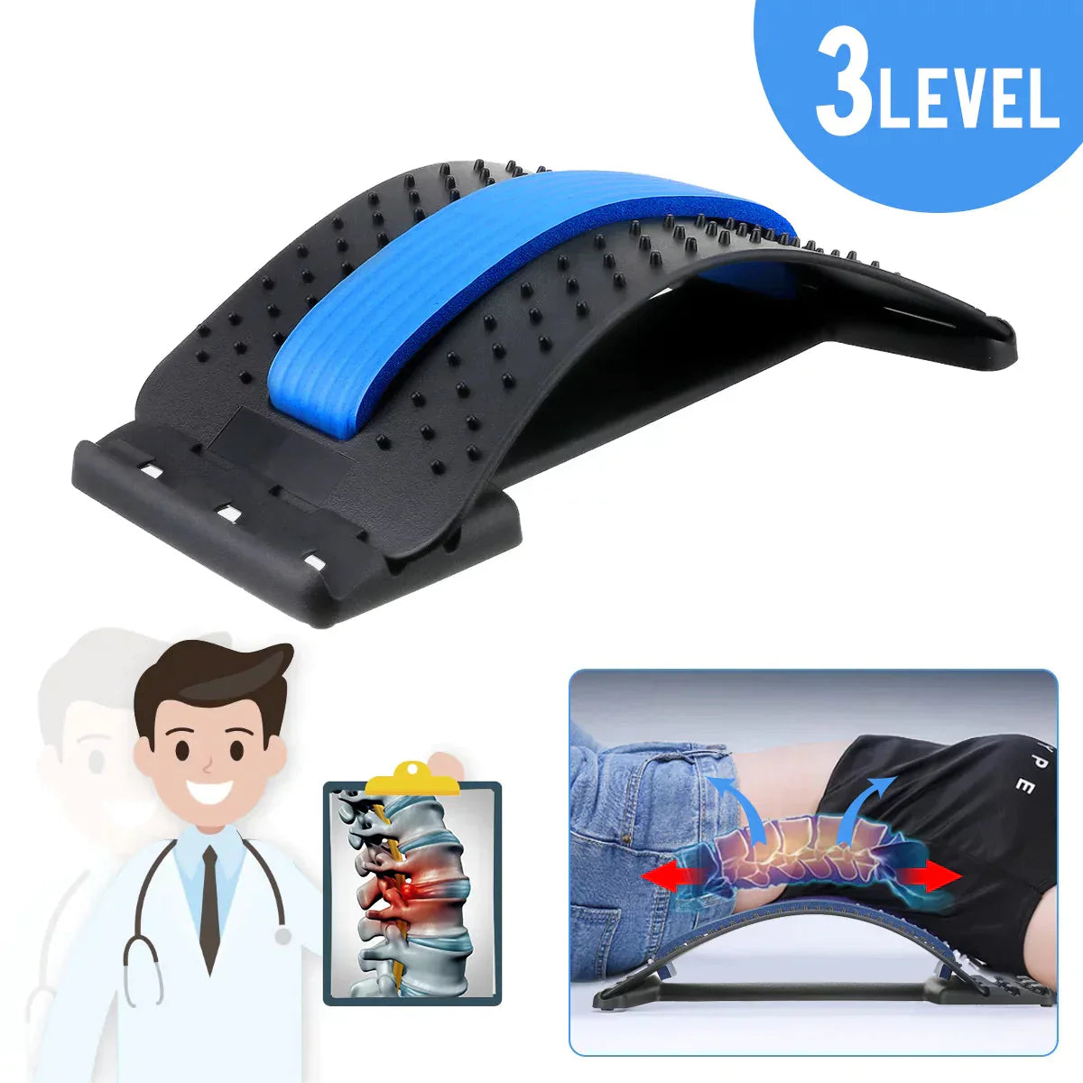Back Stretcher Lumbar Back Pain Relief Device Multi-level Back Massager massager Hyper Star