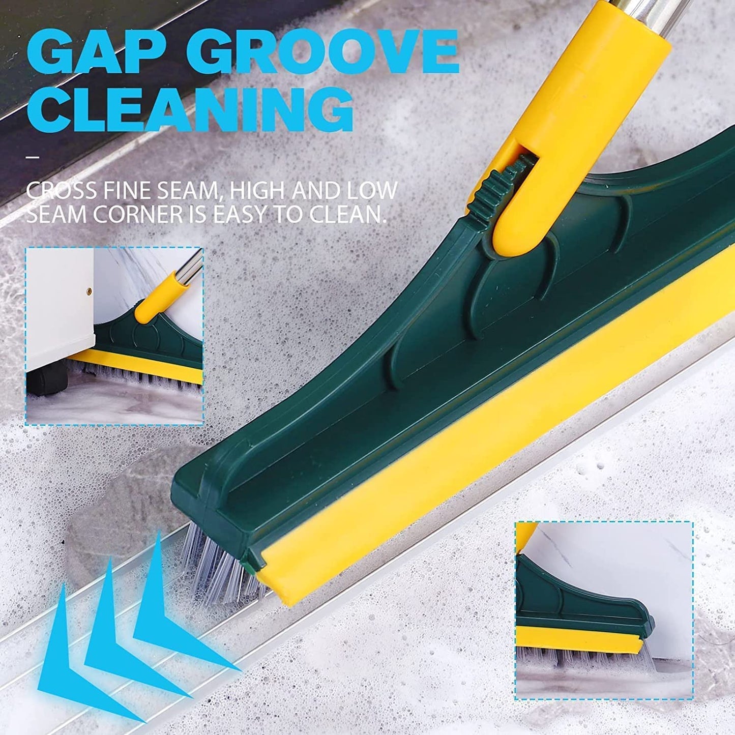 2-in-1 Floor Cleaning Brush with Long Handle – 120° Rotatable Scrub Brush for Bathroom, Tiles, Windows & Floors | Deep Cleaning Tool
