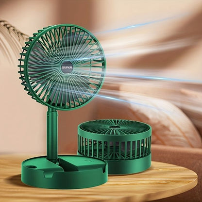 Portable Rechargeable Telescopic Folding Fan | 3 Speeds Gear Rechargeable, Foldable, Adjustable Height Fan