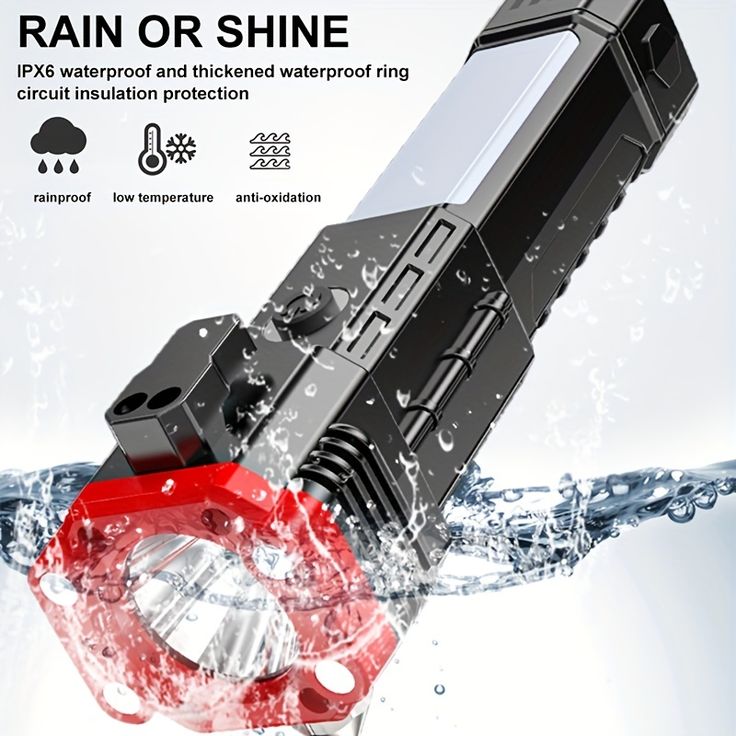 Powerful, Rechargeable Water resistant, Power Bank, Hammer & Bladder Attached LED Flashlight: Versatile, Multifunctional Lighting Solution!