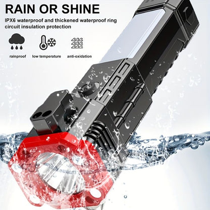 Powerful, Rechargeable Water resistant, Power Bank, Hammer & Bladder Attached LED Flashlight: Versatile, Multifunctional Lighting Solution!