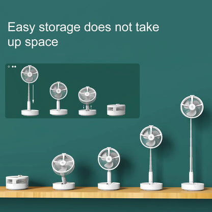 Portable Rechargeable Telescopic Folding Fan | 3 Speeds Gear Rechargeable, Foldable, Adjustable Height Fan