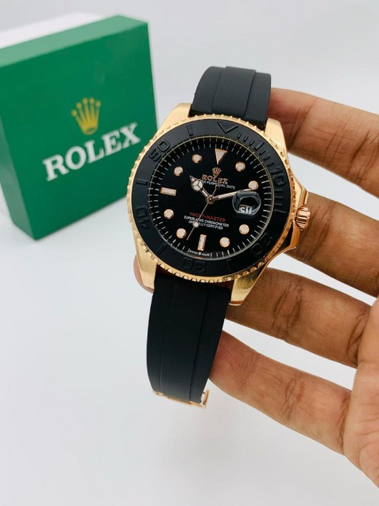 Rolex Stylish Men's Watch – Premium Adjustable Rubber Strap, Elegant Design, Durable & Comfortable (Without Box)