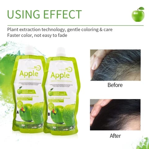 Origanal Imported Apple Ammonia-Free Black Hair Color Cream – Organic, Natural Black Hair Dye {SET OF 2} (500ML & 1000ML)