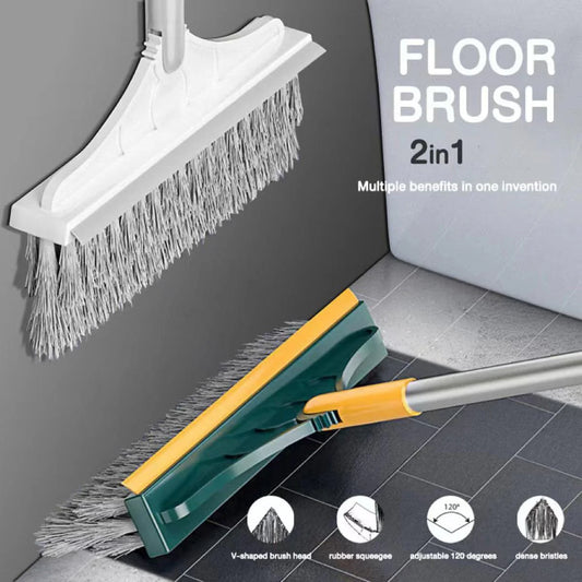 2-in-1 Floor Cleaning Brush with Long Handle – 120° Rotatable Scrub Brush for Bathroom, Tiles, Windows & Floors | Deep Cleaning Tool