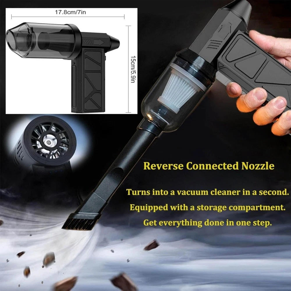 2-in-1 Turbo Fan & Dust Vacuum | Portable Rechargeable
