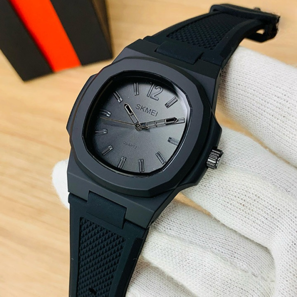 Skmei Original Men’s Quartz Watch with Silicone Strap – Best Quality Black Analog Watch with Box