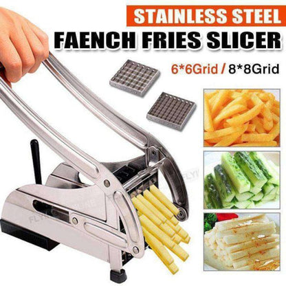 Stainless Steel French Fries Potato Cutter | Double Blade Heavy-Duty Slicer for Perfect Fries