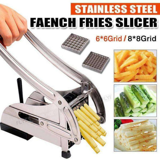Stainless Steel French Fries Potato Cutter | Double Blade Heavy-Duty Slicer for Perfect Fries