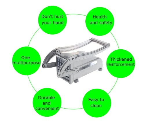Stainless Steel French Fries Potato Cutter | Double Blade Heavy-Duty Slicer for Perfect Fries