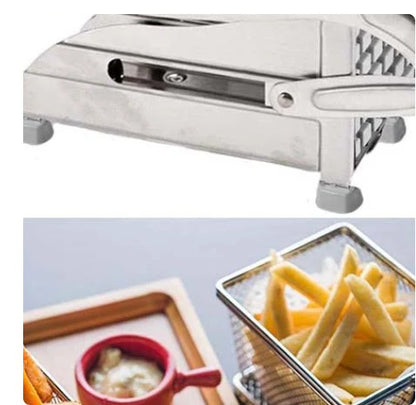 Stainless Steel French Fries Potato Cutter | Double Blade Heavy-Duty Slicer for Perfect Fries